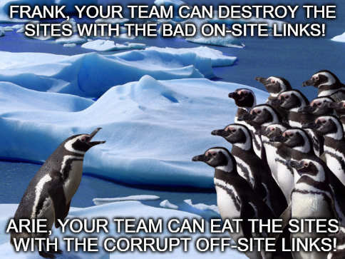 Google Penguin penalizes sites with bad links.