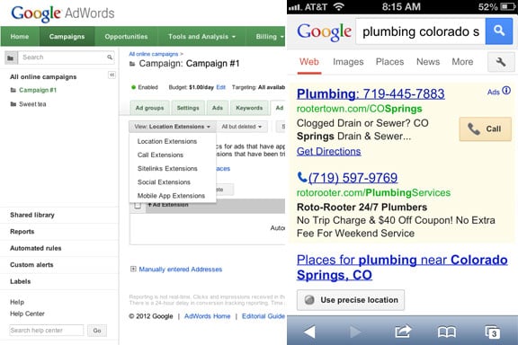 plumbing-adwords-call-extensions