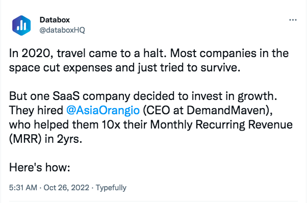 screen shot of databox tweet; example of native content on social media