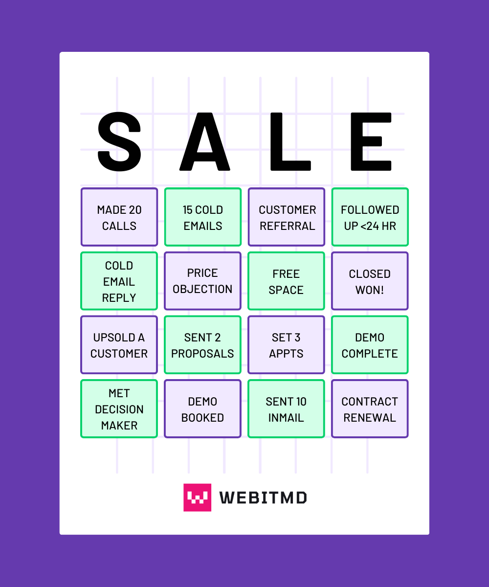 WEBITMD sales bingo card